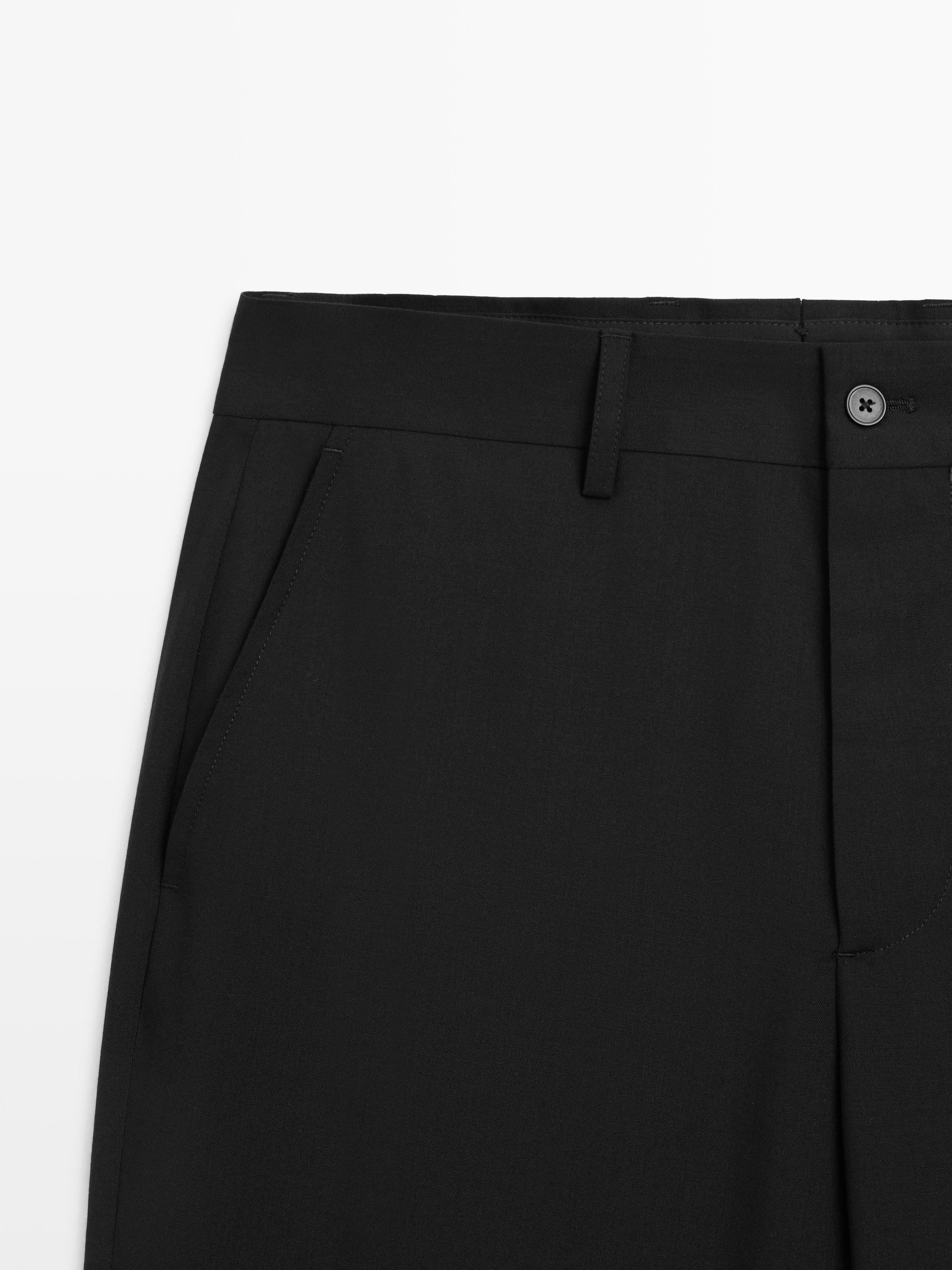 Wide-leg cool wool suit trousers